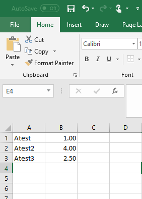 Example CSV file showing MTurk IDs in the first column and payment amounts in the second column