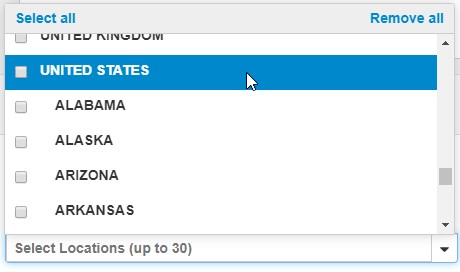 Screenshot showing the final state selection configuration in CloudResearch after targeting specific states to control for time zone differences