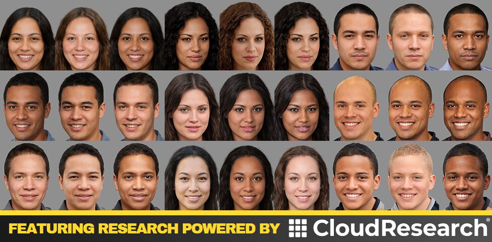 GAN Face Database (GANFD) illustration showing diverse computer-generated face stimuli with varying racial and ethnic features for research purposes