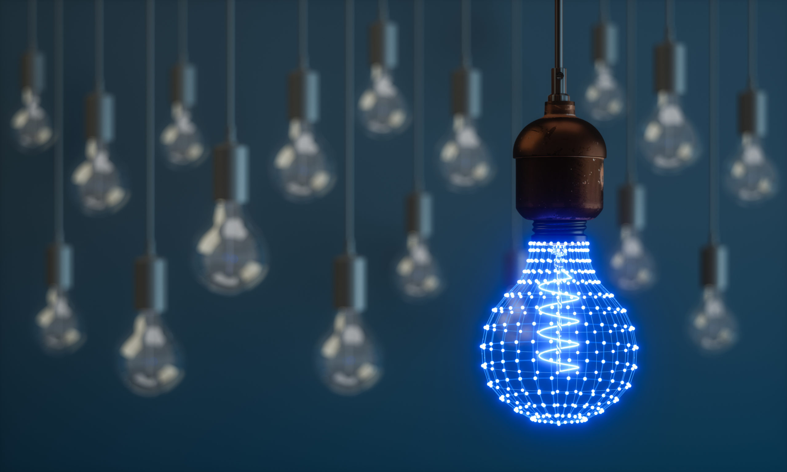 Lightbulb with connecting dots symbolizing data analysis and insights - representing CloudResearch's reanalysis of CDC survey data about COVID cleaning practices