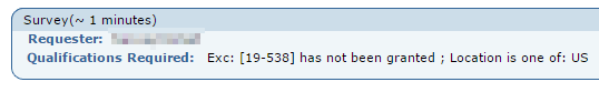 Screenshot of TurkPrime's requirements interface showing the Exclude Workers qualification requirement option