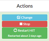 Screenshot of CloudResearch's Restart HIT button interface that allows requesters to refresh their HITs for better visibility
