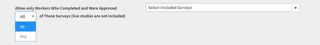 Screenshot of CloudResearch Worker Requirements tab showing the Include feature options