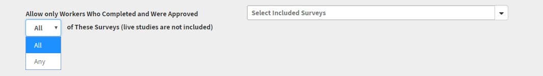 Screenshot of CloudResearch Worker Requirements tab showing the Include feature options