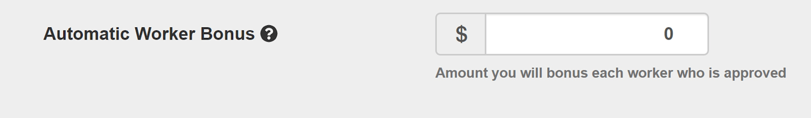 Screenshot of CloudResearch's Automatic Worker Bonus field in the Setup HIT and Payment tab where researchers can enter bonus amounts to be automatically awarded upon worker approval