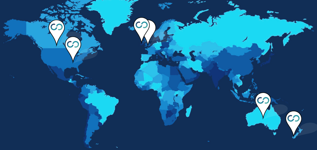 World map highlighting CloudResearch Connect's global expansion to Australia, Canada, Ireland, New Zealand, and the United Kingdom