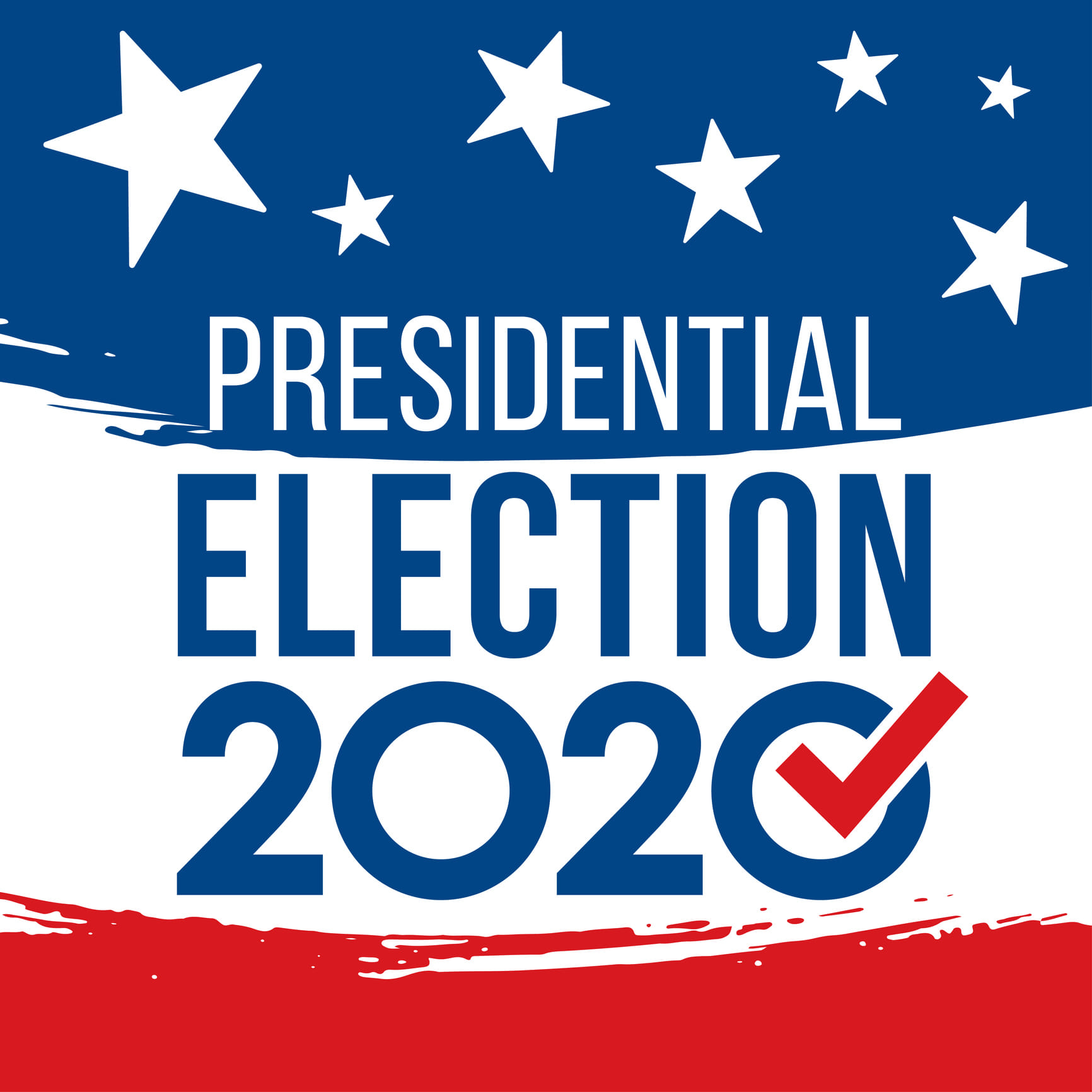 American flag graphic representing survey data about the 2020 election, showing partisan divide over beliefs about election fraud