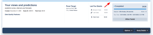 Study card with green highlight indicating the study is currently live and collecting data