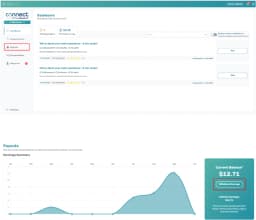 Connect Payouts Center showing account balance and Withdraw Earnings button