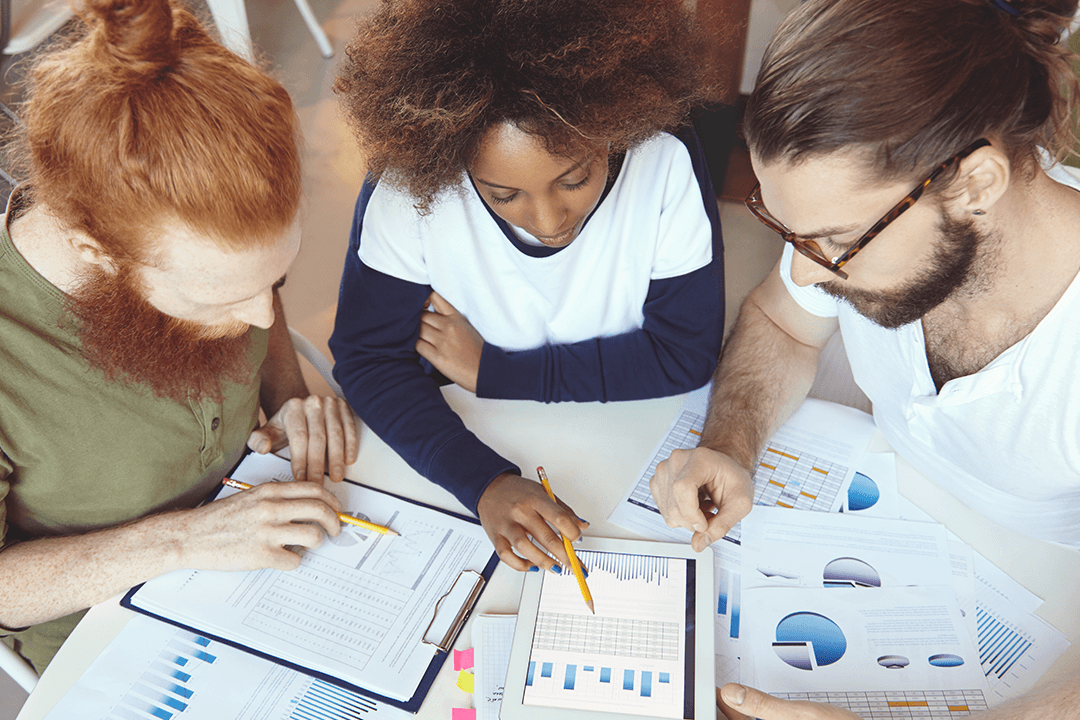 Stock chart with technical analysis pattern overlays illustrating the human tendency to see patterns that aren't really there