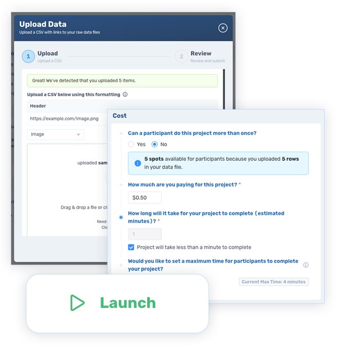 Connect AI interface for creating research assistant tasks
