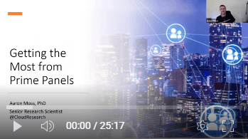 Video thumbnail for Prime Panels tutorial demonstrating demographic targeting and participant recruitment features