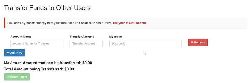 Screenshot of the fund transfer interface showing fields for recipient email, amount, and message