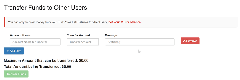 Screenshot of the fund transfer interface showing fields for recipient email, amount, and message