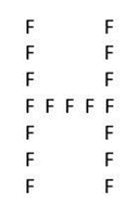 Illustration of the visual task used to manipulate thinking styles - a big letter H composed of small letter Fs