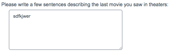 Example of poor-quality open-ended responses that could be grounds for rejection, showing gibberish or off-topic answers that don't follow instructions