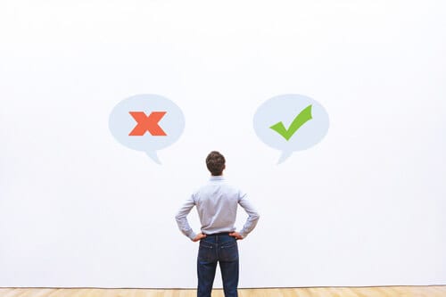 Conceptual illustration showing participant selection for research studies with inclusion and exclusion criteria, represented by a filtering process with checkmarks and X marks for different participants
