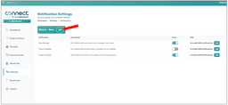 Connect notification settings showing Add button next to Phone number field