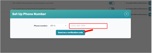 Connect phone number input with Send me a verification code button