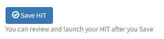 Save HIT button to finalize the compensation HIT creation