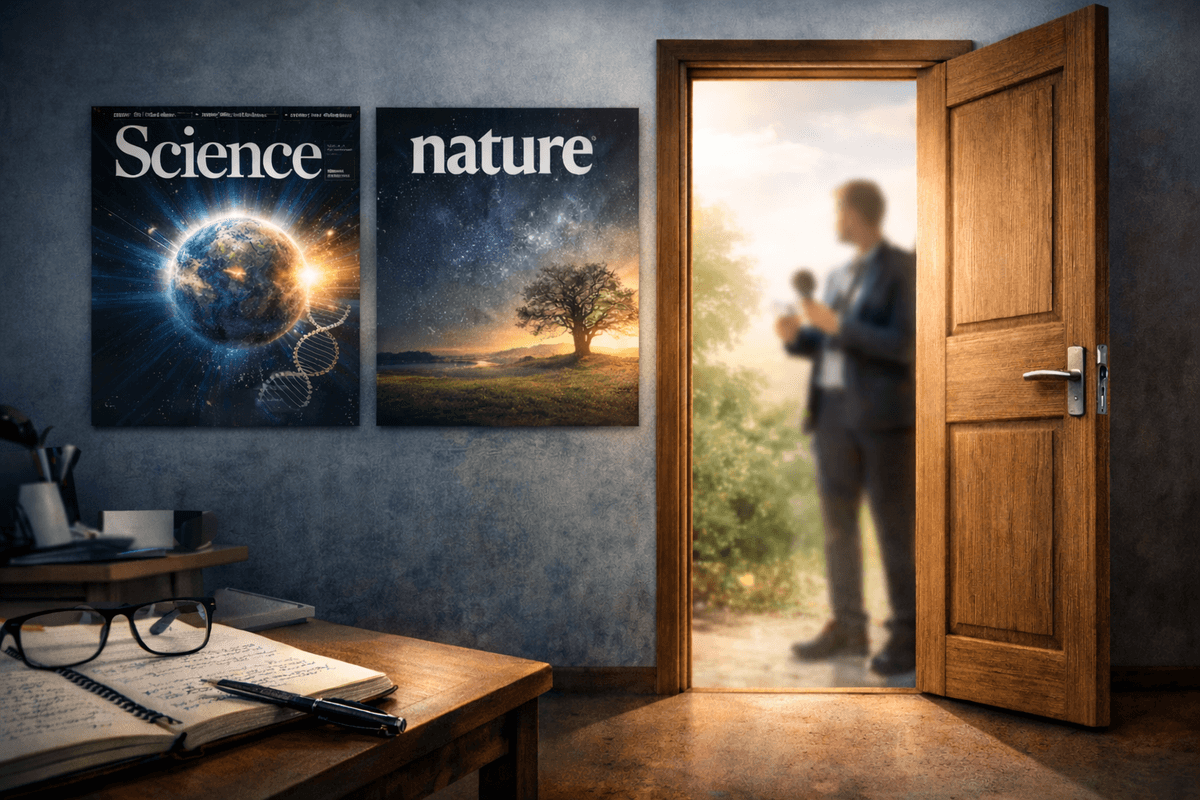 Scientific focus in a creative workspace representing the intersection of research and recognition