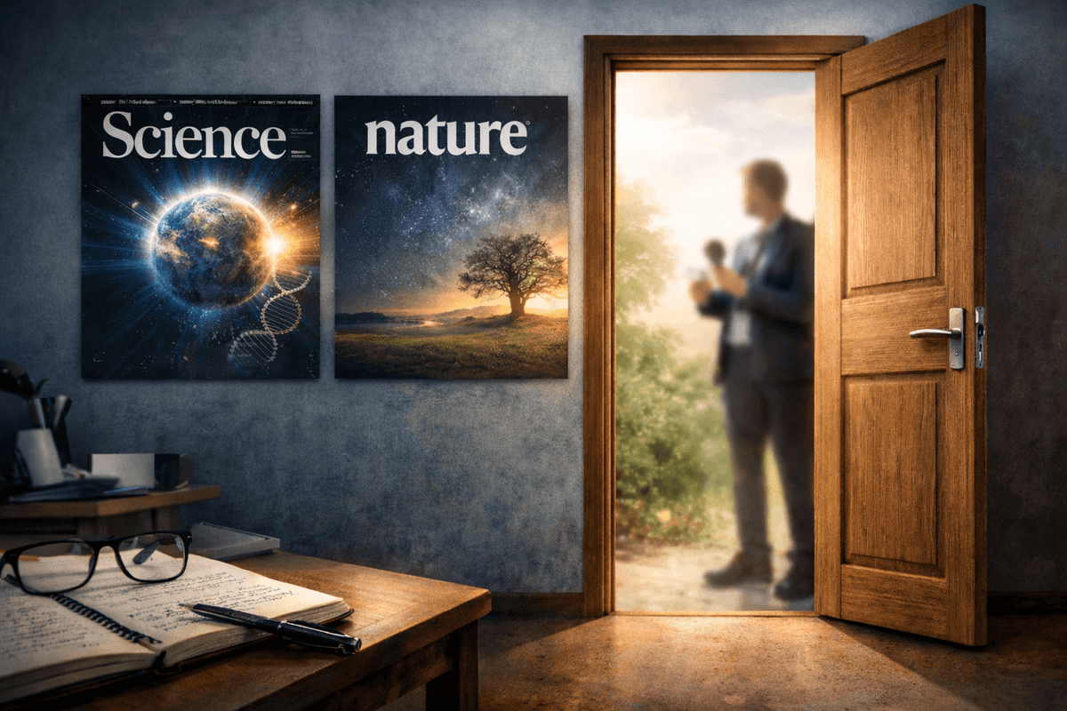 Scientific focus in a creative workspace representing the intersection of research and recognition