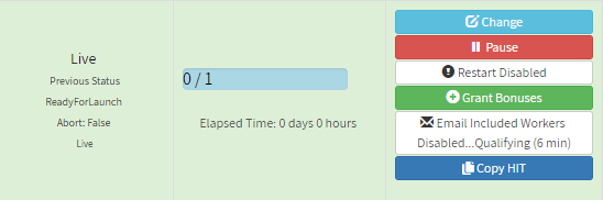 Dashboard showing the 6-minute timer for when you can email workers about the compensation HIT