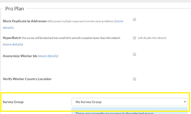 Screenshot of the TurkPrime Survey Group interface showing how to assign multiple studies to a group