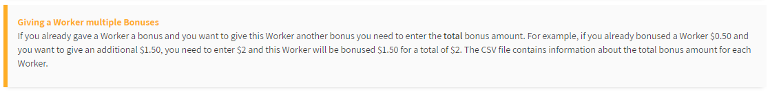 Giving a worker multiple bonuses on TurkPrime